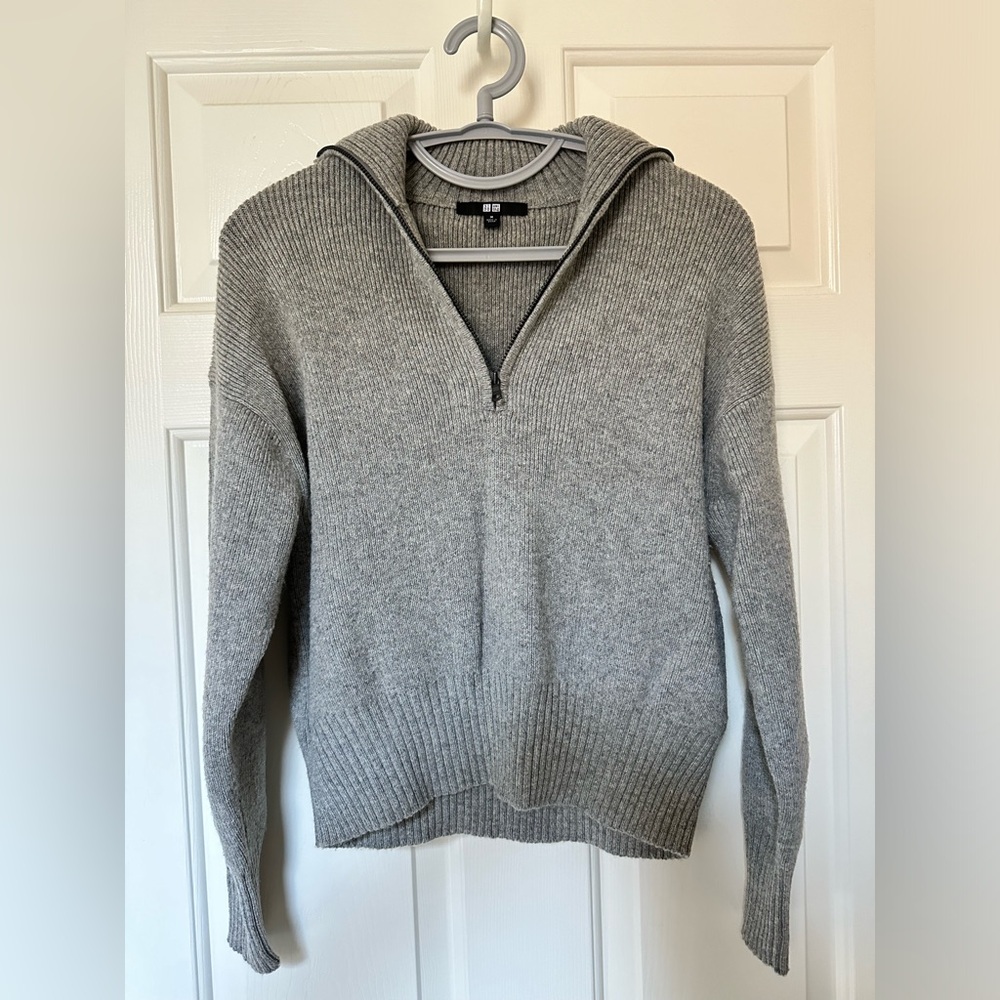 Gray Half-Zip Women's Sweater